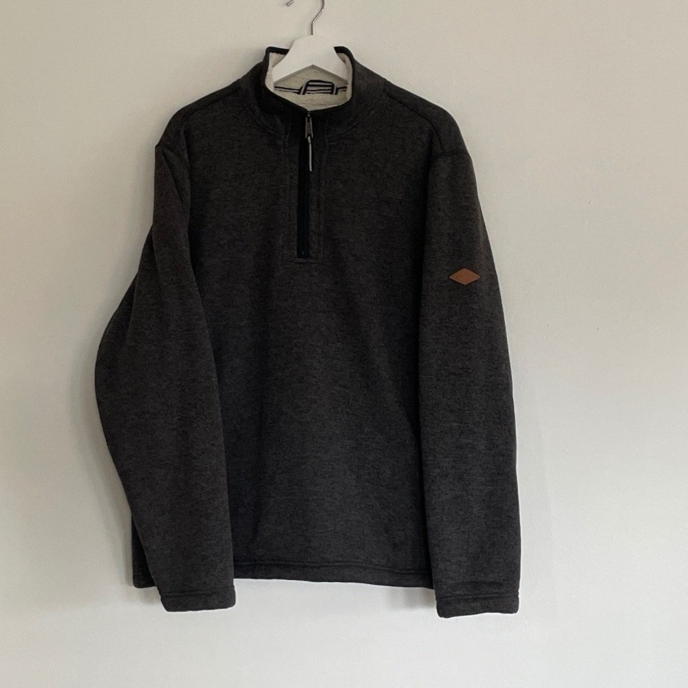 Orvis‎ Mens Charcoal Heather Sherpa Lined Quarter Zip Pullover Sweater Large L
